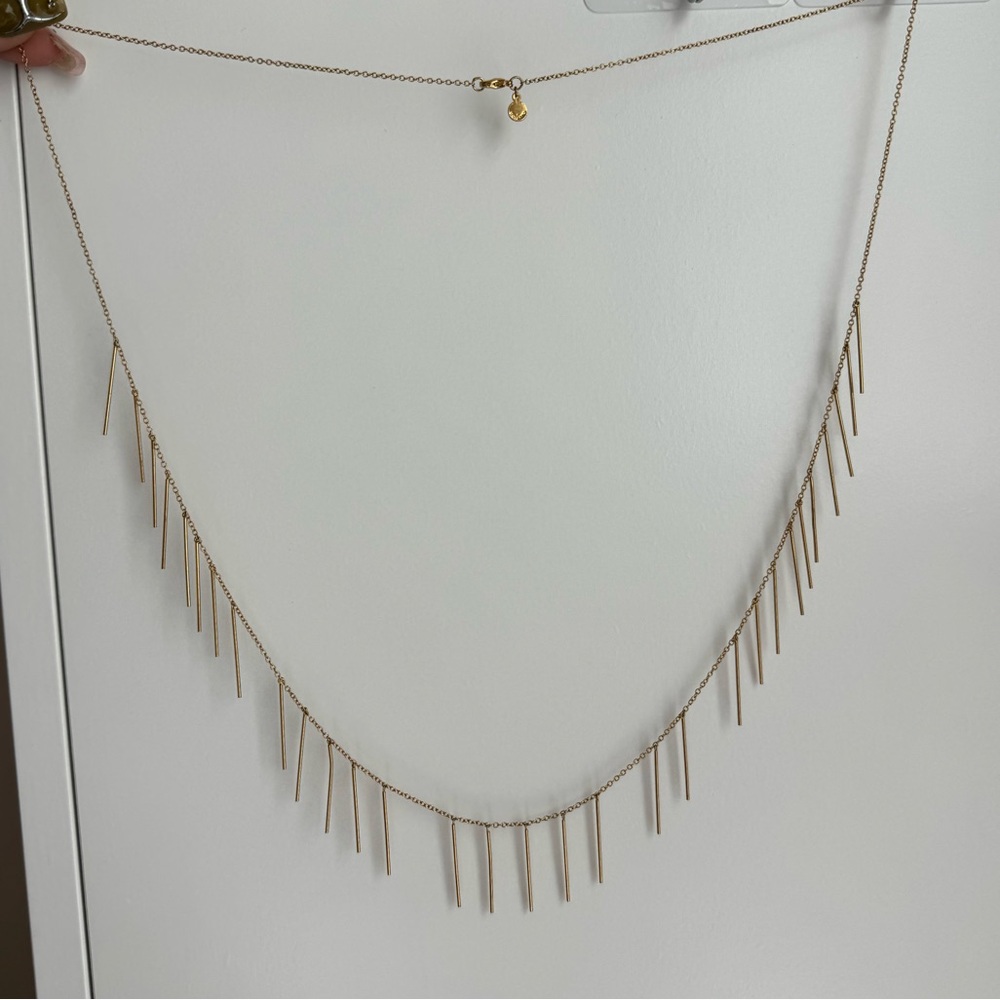 Gorjana brand fringe asymmetrical gold tone necklace